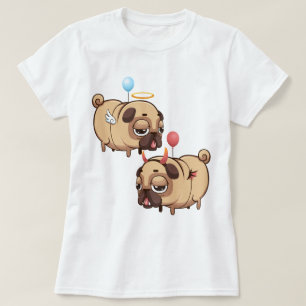 Cute Pug Angel/Devil T-shirt