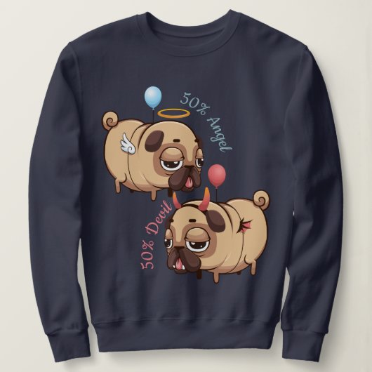 Cute Pug Angel/Devil Trui (Design voorkant)