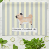 Cute Pug blue en crème striped Theedoek (Gevouwen)