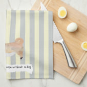 Cute Pug blue en crème striped Theedoek (Quarter Fold)