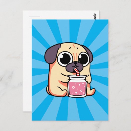 Cute Pug Briefkaart (Voorkant / Achterkant)