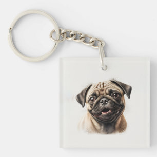Cute Pug chilling Best Dog Mam Ever Sleutelhanger