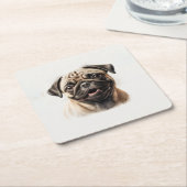 Cute Pug chilling Best Dog Mam Ever Vierkante Kartonnen Onderzetter (Schuin)