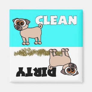 Cute Pug Clean/Dirty Dishwaser Magnet Magneet