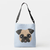 Cute Pug Cross Body Canvas tas (Achterkant)
