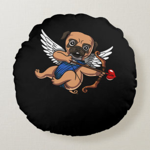Cute Pug Cupid Dog Rond Kussen