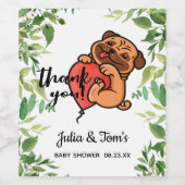 Cute Pug Dank u Baby shower Wijn Etiket (Enkel label)