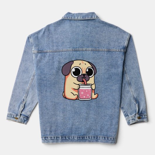 Cute Pug Denim Jacket (Achterkant)