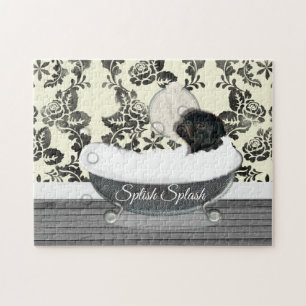 Cute Pug Dog Bath Time Splish Splash Fun Legpuzzel