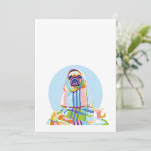 Cute Pug Dog Colorful in Blanket Feestdagenkaart