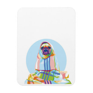 Cute Pug Dog Colorful in Blanket Magneet