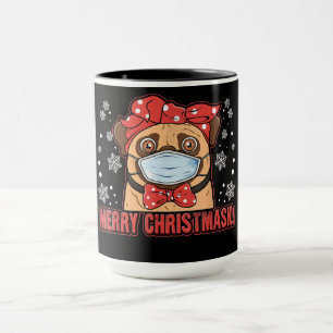 Cute Pug Dog Face Mask Merry Kerstry Mok
