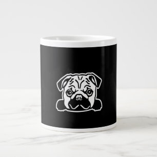 Cute Pug Dog Face Sketch   Pug Lovers Extra Grote Beker