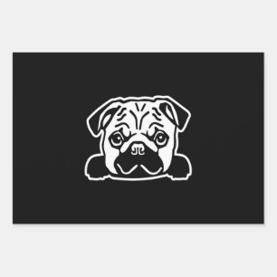 Cute Pug Dog Face Sketch   Pug Lovers Inpakpapier Vel
