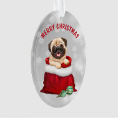 Cute Pug Dog Gift Surprise Ornament (voorkant)