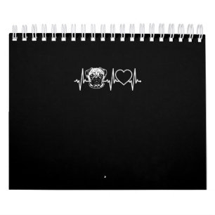 Cute Pug Dog Heartbeat Lovely Pug Dog Kalender