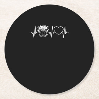 Cute Pug Dog Heartbeat Lovely Pug Dog Ronde Kartonnen Onderzetter