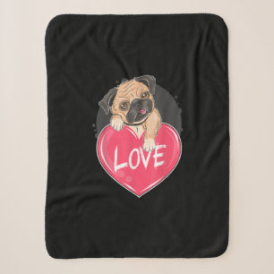 Cute Pug Dog Hearts Pug Valentijns Gift Sherpa Deken