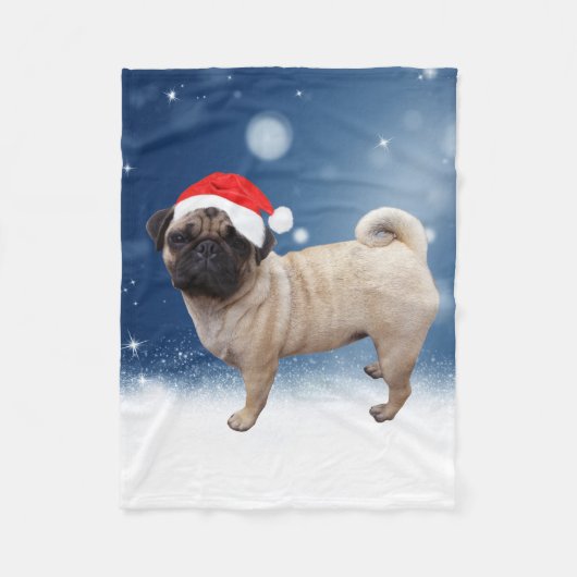 Cute Pug Dog Kerstkerstkerstkerstkerstkerstkerstma Fleece Deken (Voorkant)