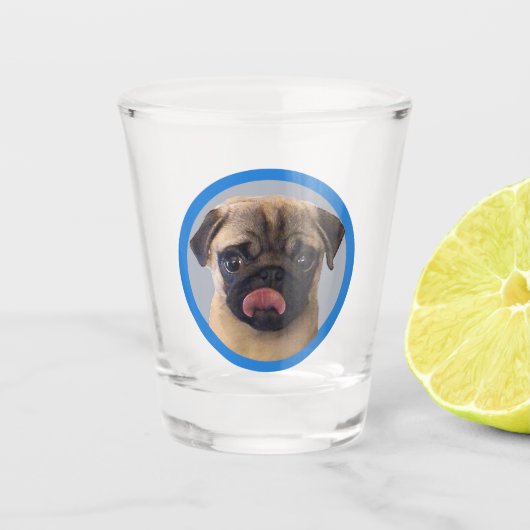 Cute Pug Dog Lover Photo Blue Stocking Stuffer Shot Glas (Voorkant)