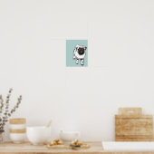 Cute Pug Dog Modern Art Poster Green Black & White (Keuken)