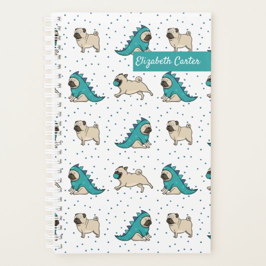 Cute Pug Dog Pattern Monogram Planner (Voorkant)