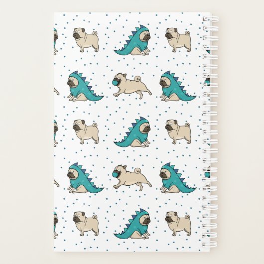 Cute Pug Dog Pattern Monogram Planner (Achterkant)