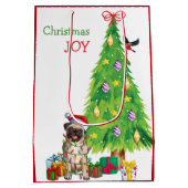 Cute Pug Dog Santa Hat en kerstboom Medium Cadeauzakje (Achterkant)