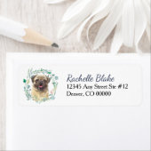 Cute Pug Dog WreatReturn Address Label (Insitu)