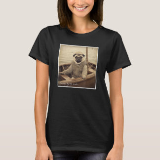 Cute Pug Fisherman on a Boat  Humor T-shirt