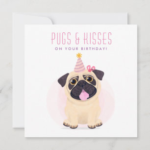 Cute Pug Happy Birthday-kaart Kaart