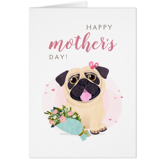 Cute Pug Happy Moederdag kaart (Voorkant)