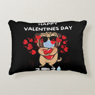 Cute Pug Heart Face Mask Happy Valentine Day Accent Kussen