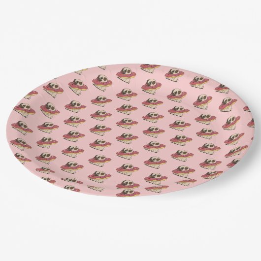 Cute Pug in een Bord Donut Paper (Gekanteld)