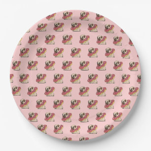 Cute Pug in een Bord Donut Paper