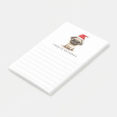 Cute pug in Santa hat name lined Christmas Post-it® Notes (Schuin)