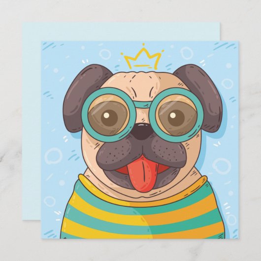 Cute Pug Kaart (Voorkant / Achterkant)