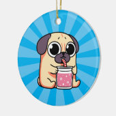 Cute Pug Keramisch Ornament (Links)