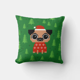 Cute Pug Kerstfeestay Dog Santa Kussen