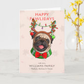Cute Pug Kerstmis Kaart (Gele Bloem)