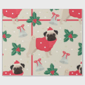 Cute Pug-kerstpatroon Cadeaupapier (Vlak)