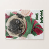 Cute Pug-kerstpuzzel Legpuzzel (Horizontaal)