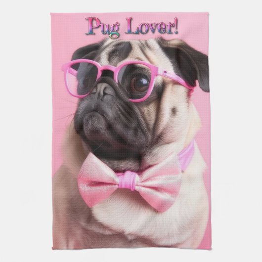 Cute Pug Lover Kitchen Towel Theedoek (Verticaal)