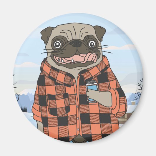 Cute Pug Magnet Magneet (Voorkant)