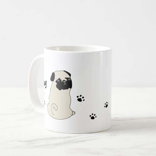 Cute pug mug かわいいパグのイラストのマグカップ (Devant gauche)