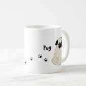 Cute pug mug かわいいパグのイラストのマグカップ koffiemok (Voorkant rechts)