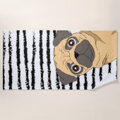 Cute Pug-patroonontwerp Strandlaken (Voorkant)