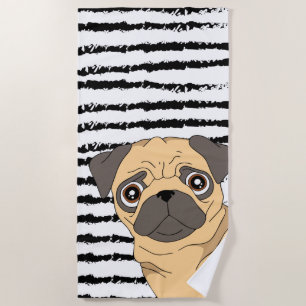 Cute Pug-patroonontwerp Strandlaken
