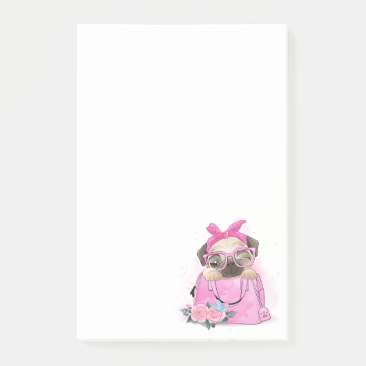 Cute Pug Post-it® Notes (Voorkant)