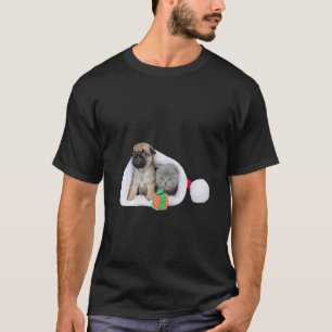 Cute Pug Puppies & Kitten In Santa Hoed Afbeelding T-shirt